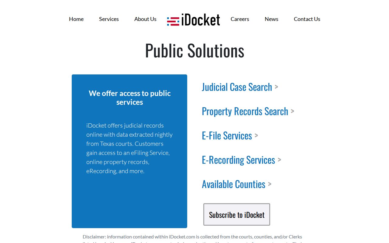 Hudspeth County criminal court case lookup through iDocket public services