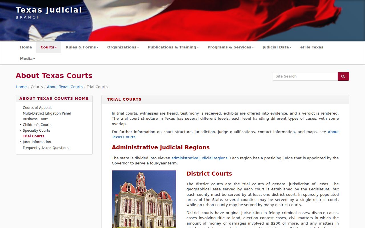 Texas trial court jurisdiction source for Hudspeth County criminal court cases