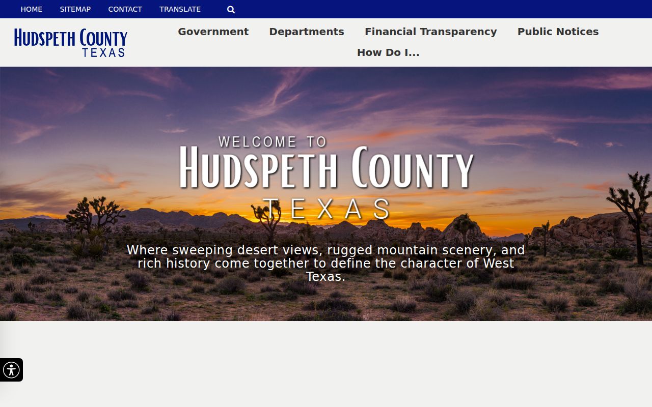 Hudspeth County criminal history access on the official county homepage