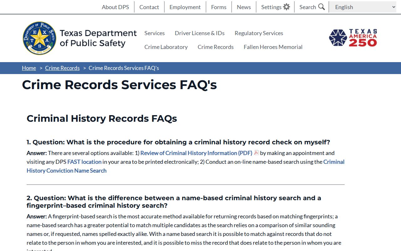 Hudspeth County sex offender records and DPS crime records guidance