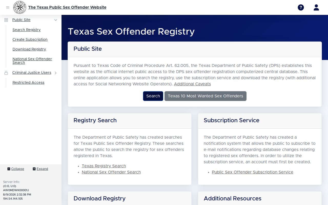 Hudspeth County sex offender lookup on the Texas registry